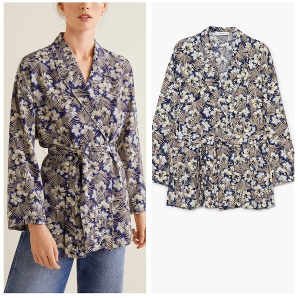 Mango Jackets & Blazers - MANGO kimono style floral jacket with belt
